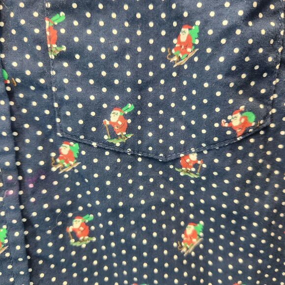 Free Planet Boy Long Sleeve Button Down Christmas Shirt Size 5 Santa Holiday EUC - Picture 5 of 6